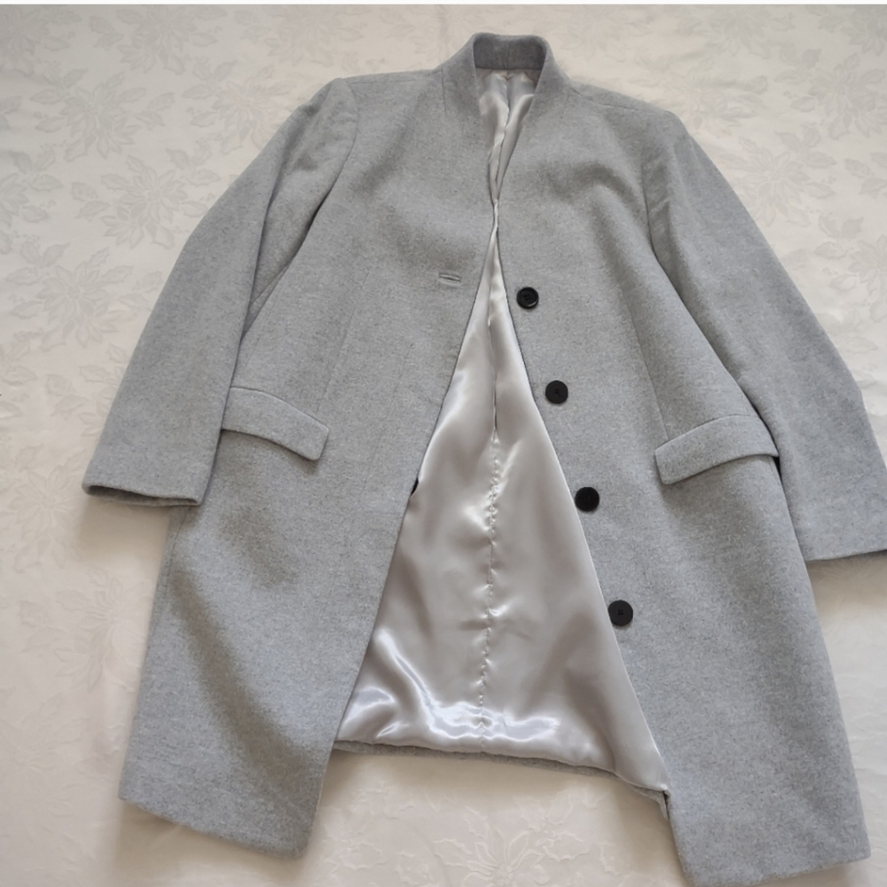 Pure Collection luxury wool blend midi grey coat